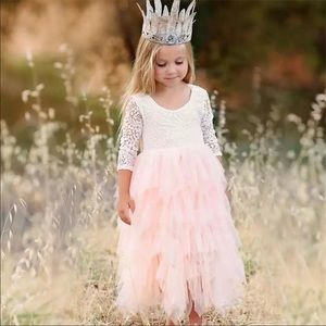 Girl Lace Backless Princess Long Sleeve Tutu Dress